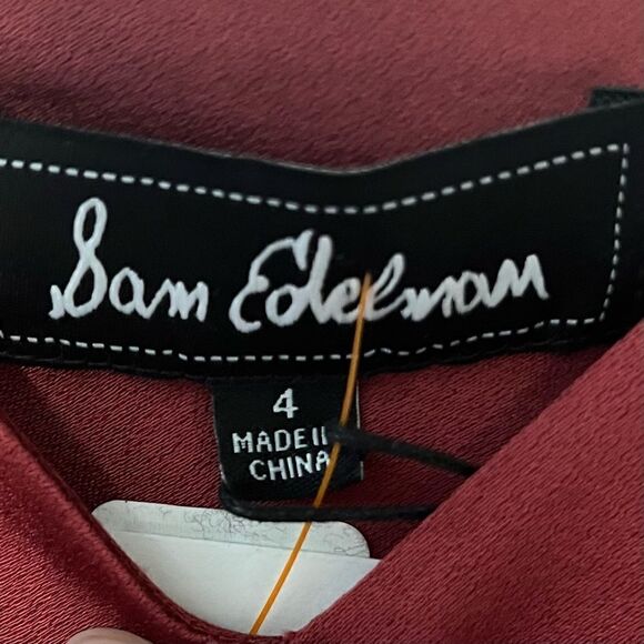 Women’s Sam Edelman Midi Satin Slip Dress in Deep Burgandy Spaghetti Strap 4 NWT - Picture 4 of 5